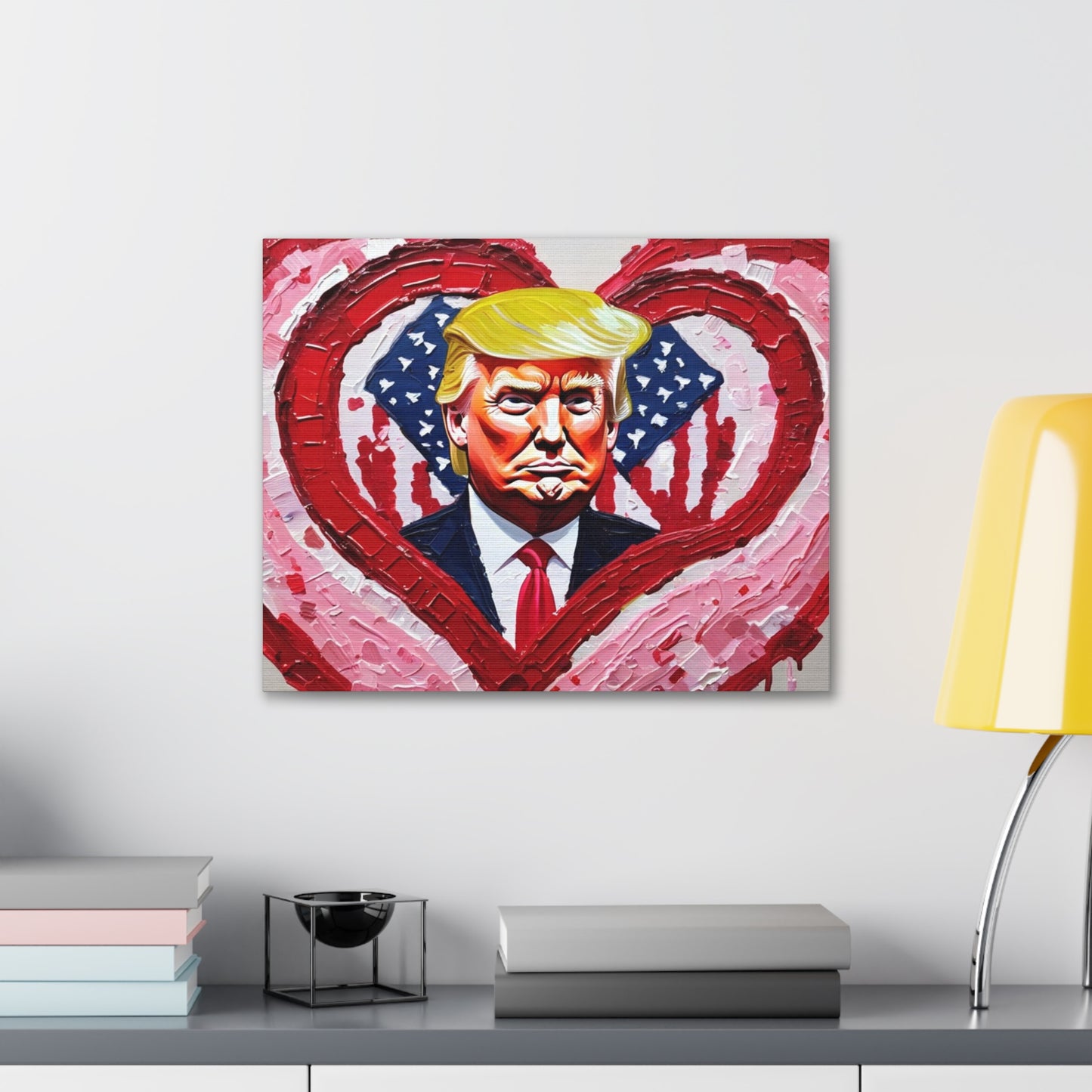 Donald Trump in the Hearts Reprint *Gemälde von Bella K. Canvas Gallery Wrap MAGA Valentinstagsgeschenk