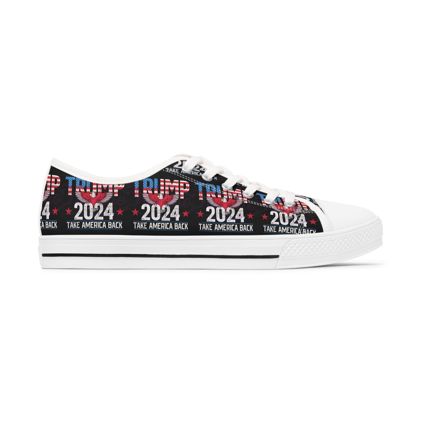 Trump 2024 Take America Black All Over Print Women's Low Top Sneakers