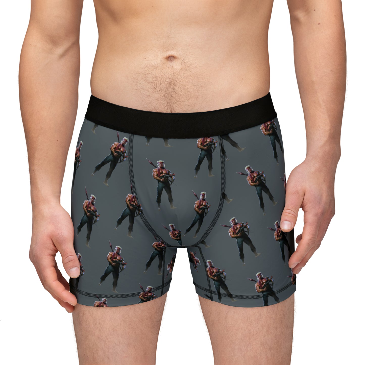 Rambo Trump Gray All over Print Men's Boxer Briefs