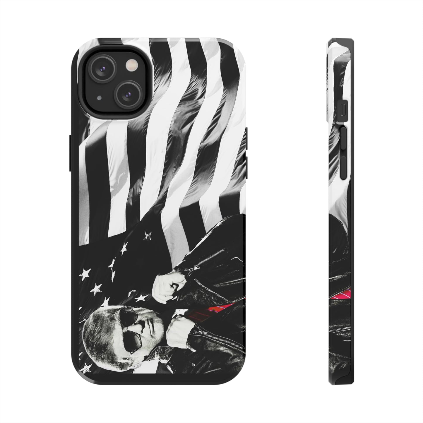 Cool Trump in Leather Jacket Black and White Apple iPhone Tough Phone Cases