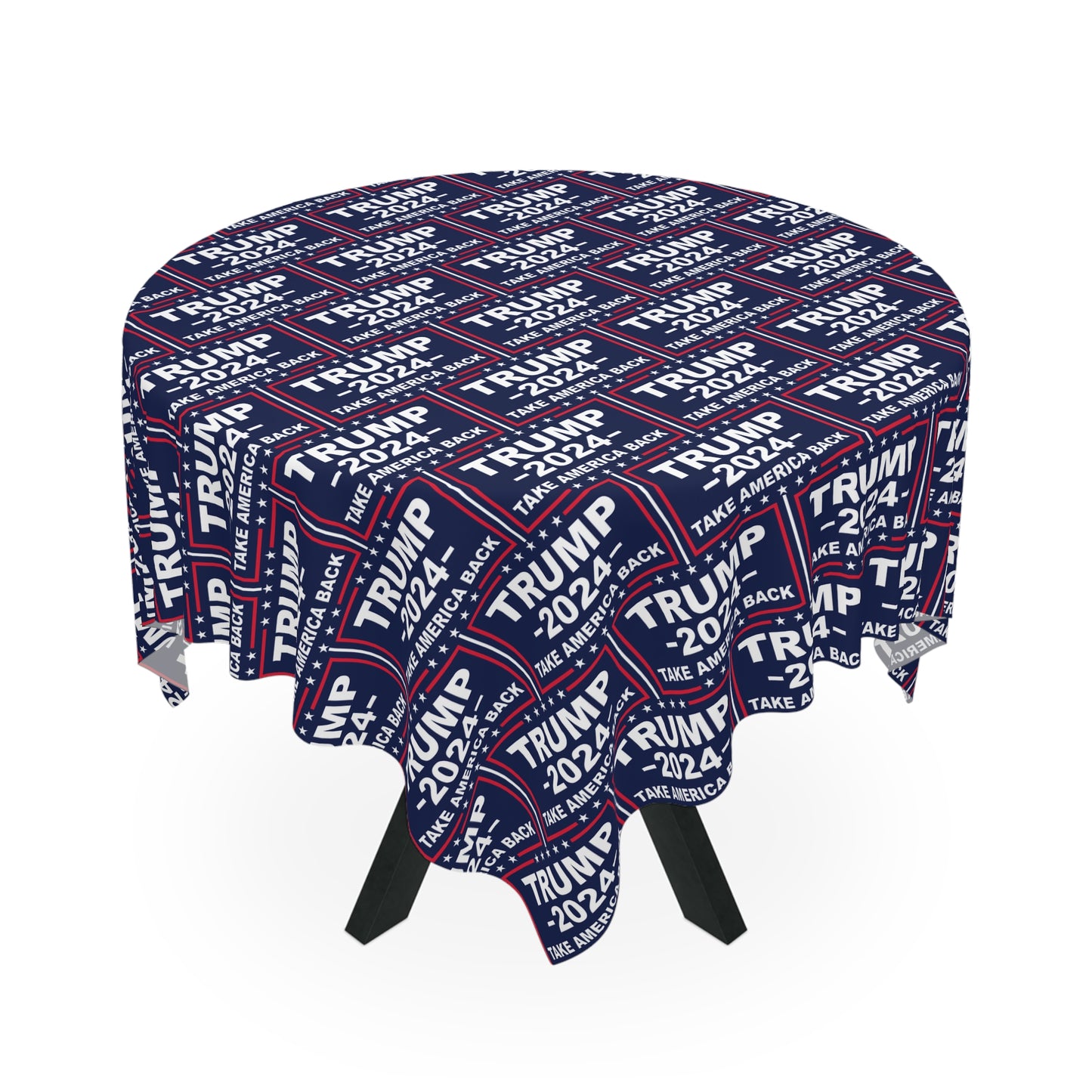 Trump 2024 Take America Back Blue Celebration Fabric Tablecloth