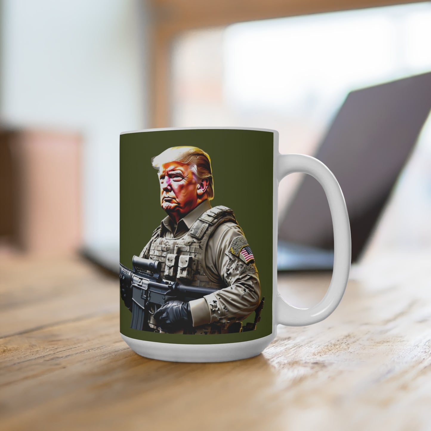 Make America Safe Again Soldier Trump Jumbo Ceramic Coffee Mug 15oz