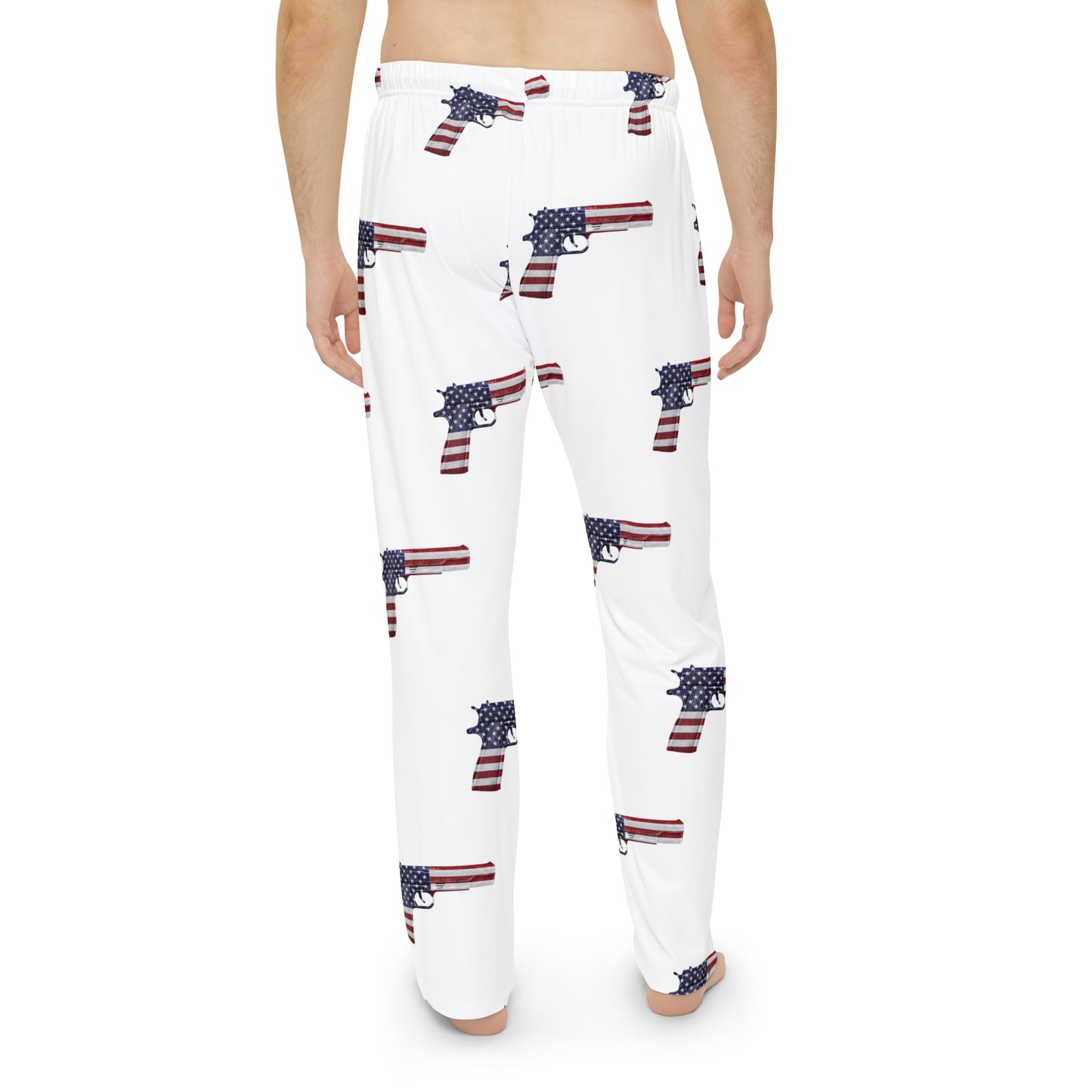 American Flag Pistol Men's Polyester Lounge Comfy Pajama Pants