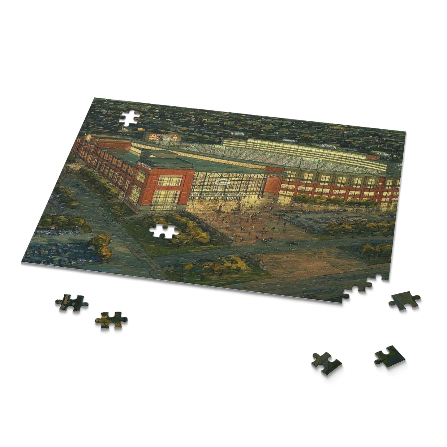 Vintage Cartoon Drawn Lambeau Field 252 Piece Puzzle Thick Backing Sturdy