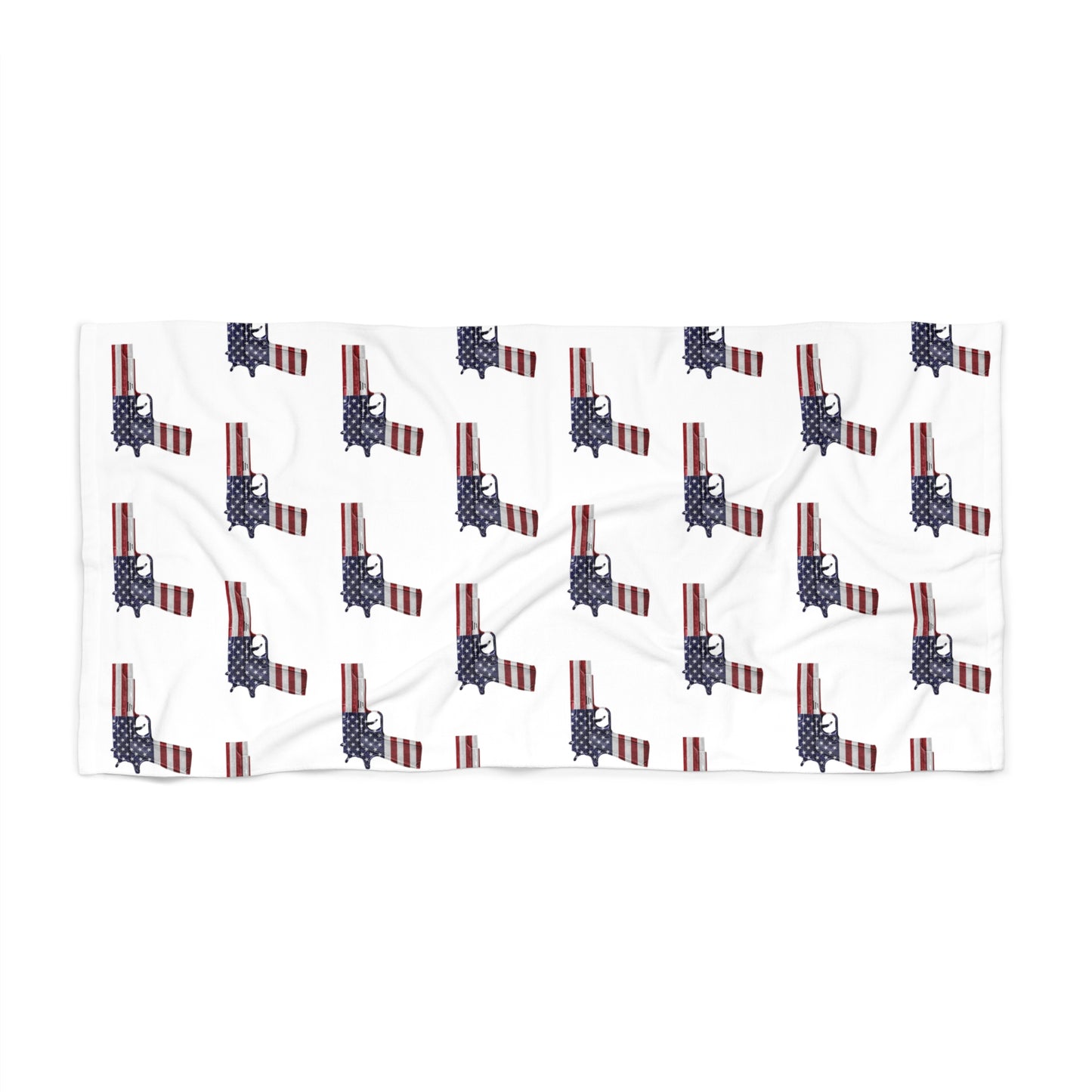 American Flag Pistol Red White and Blue Patriotic Jumbo Beach Towel