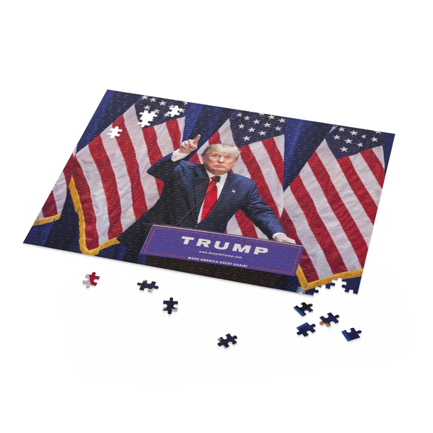 Trump with American Flags MAGA (252 or 500 Piece) High Quality Thick Puzzle Game
