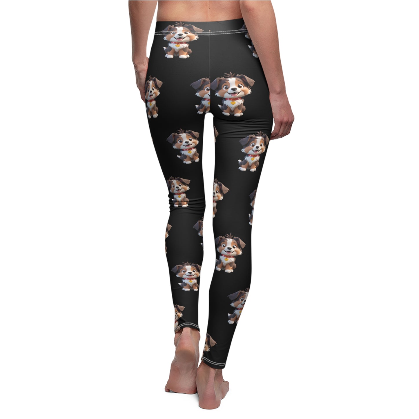 Australian Shepard Cartoon Black Comfort Fit Women's Casual Leggings