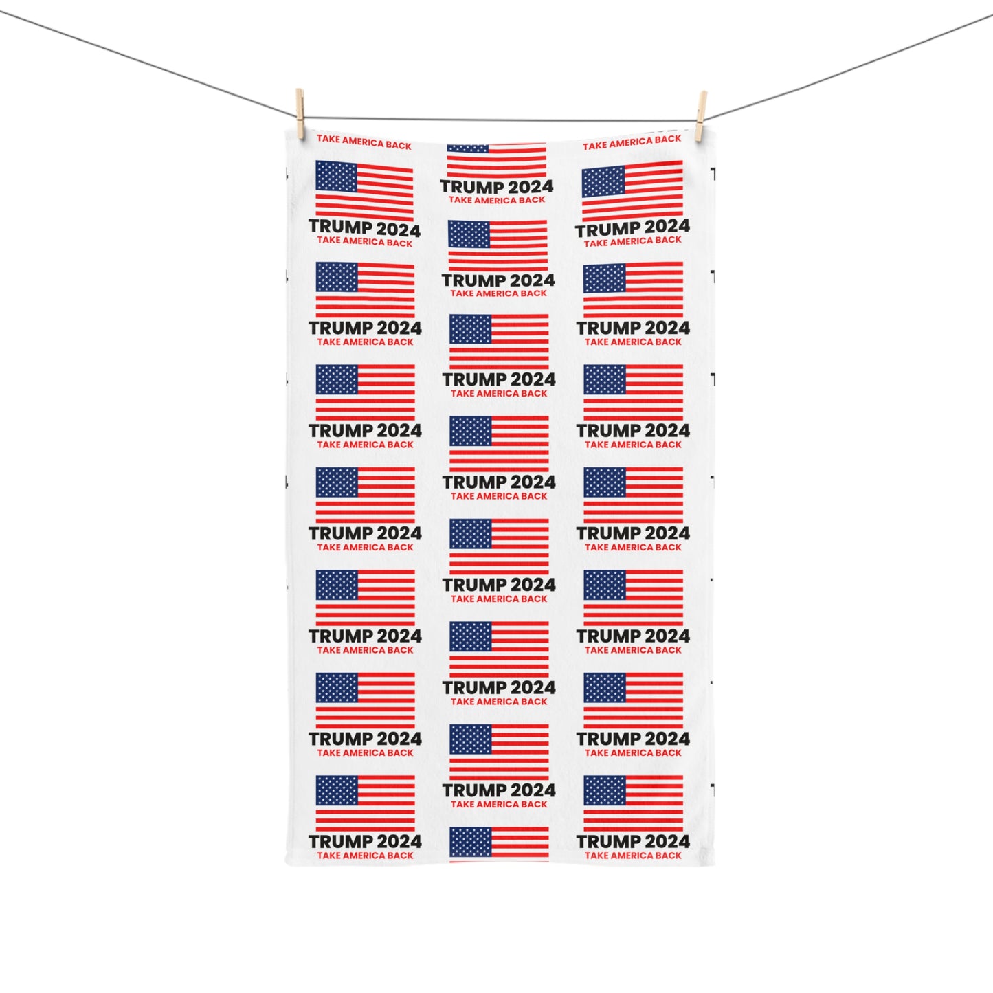 Trump 2024 Take Back American Flag Black Kitchen Bathroom Soft Hand Towel