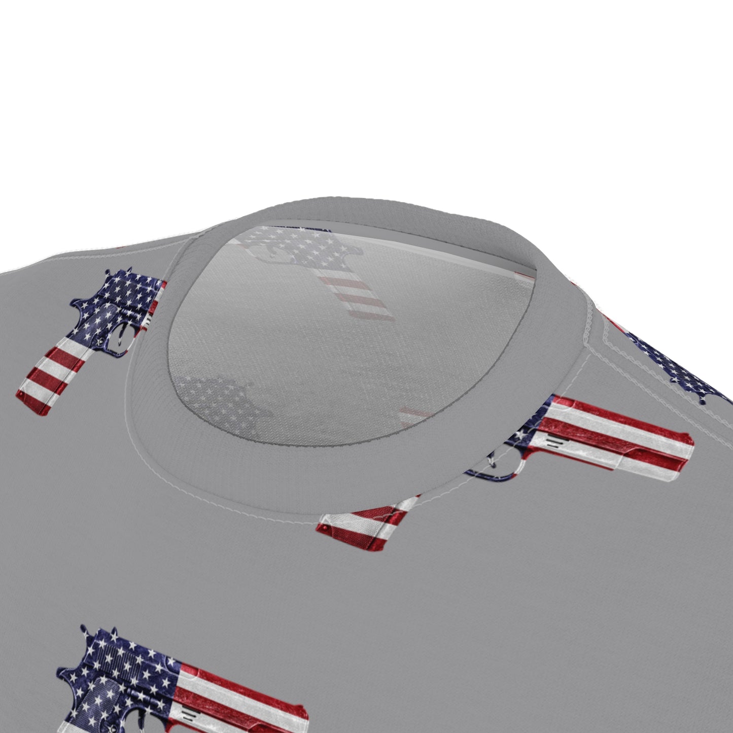 American Flag Red White and Blue Pistol Gray Unisex Athletic Cut & Sew Soft Tee