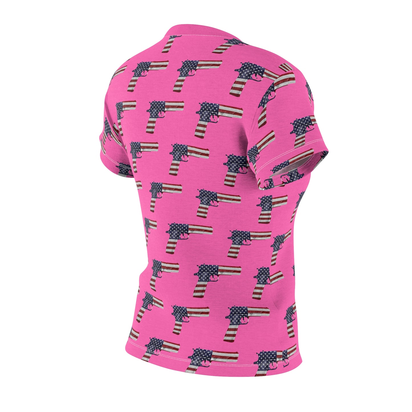 Pink American Flag Pistol Women's Cut & Sew Tee 2A