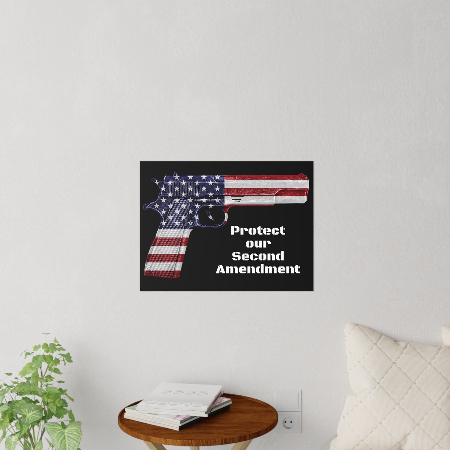 Schützen Sie unsere selbstklebenden Wandaufkleber „American Flag Pistol“, 2A, 3 Größen