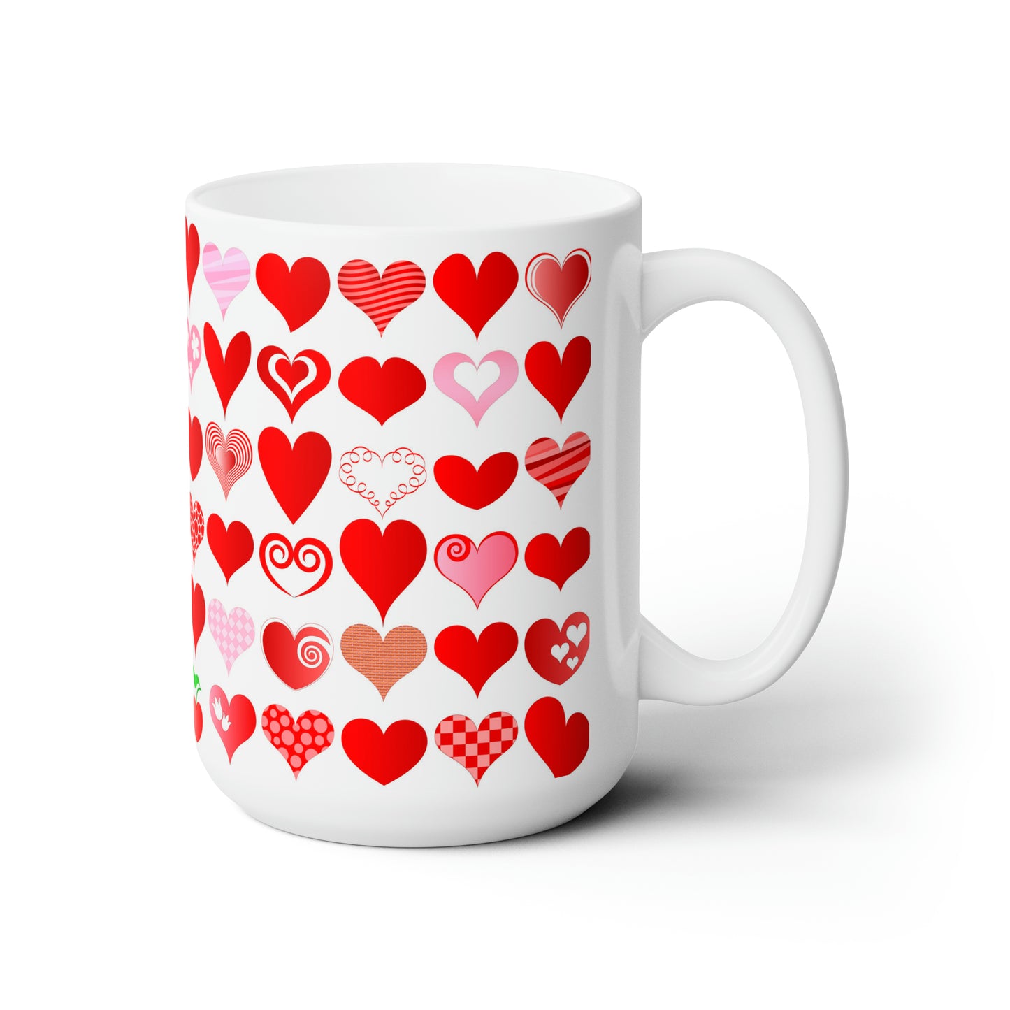 Many hearts and lots of Love Valentine's Day Jumbo Ceramic Mug White 15oz