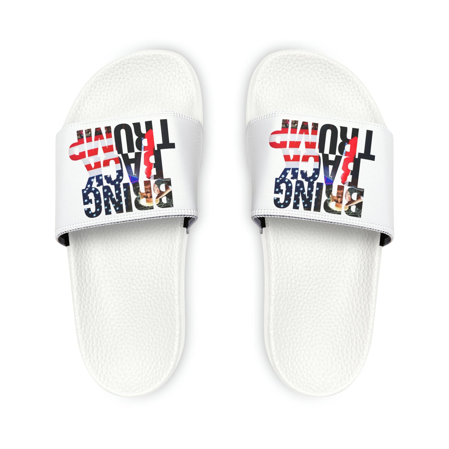Men's Bring Back Trump White Comfy PU Slide Sandals