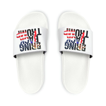 Men's Bring Back Trump White Comfy PU Slide Sandals
