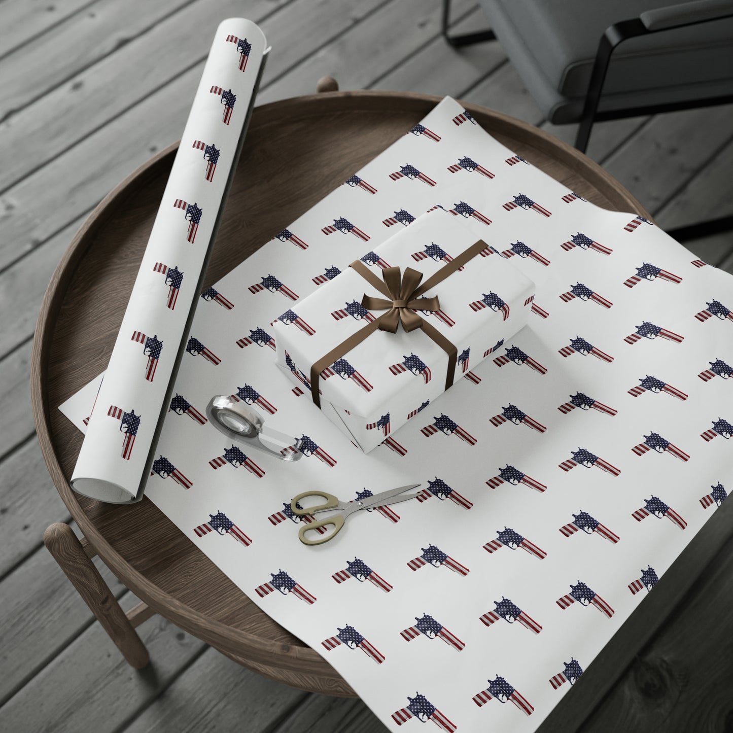 American Flag Gun 2A Christmas Wrapping Paper