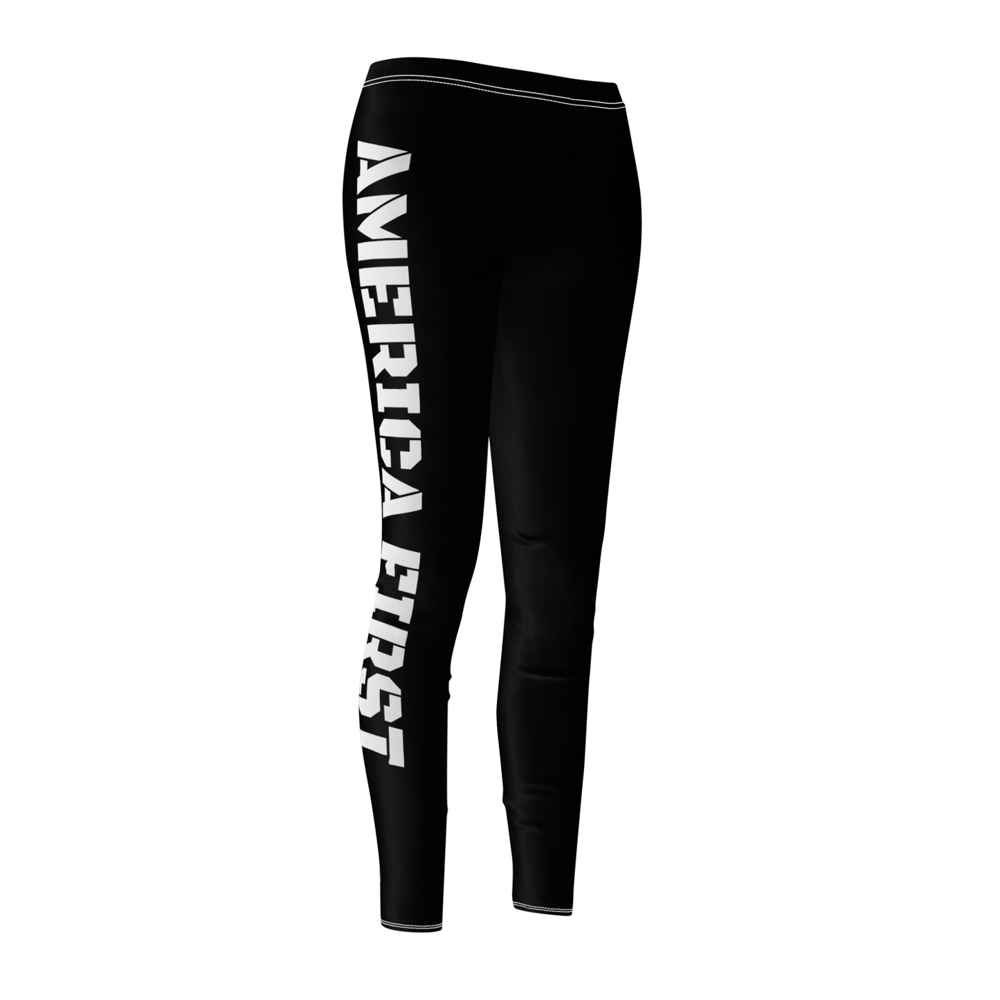 America First Black and white Women's Casual Leggings Trump MAGA