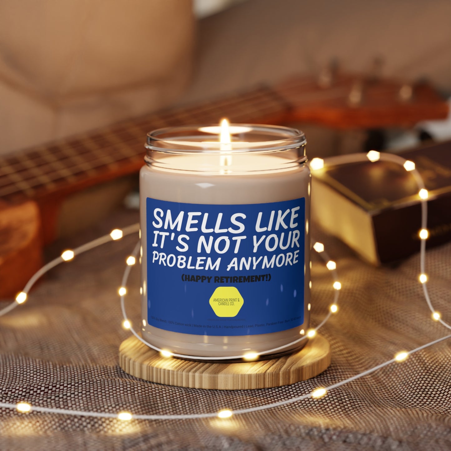 Smells like it's not your problem anymore, Retirement Scented Soy Jar Candle, 9oz Gift
