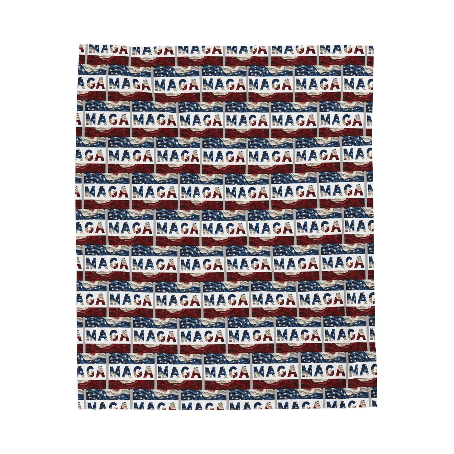 MAGA Red White and Blue Velveteen Plush Blanket Trump