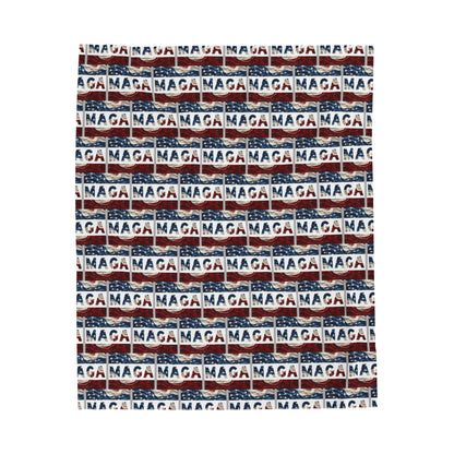 MAGA Red White and Blue Velveteen Plush Blanket Trump