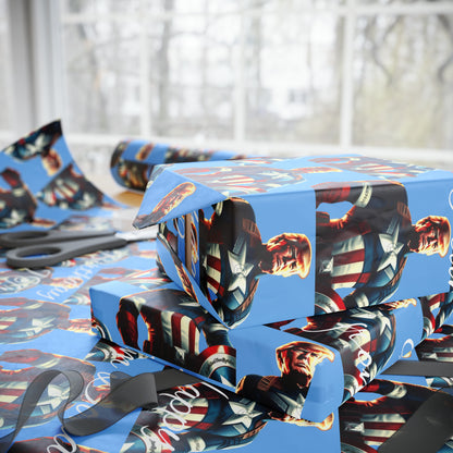 Happy Birthday From Captain Donald J Trump Gift Wrapping Paper (light blue)