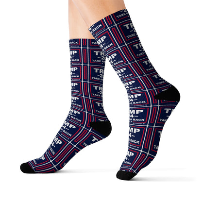 Trump 2024 Take America Back Cushioned Sublimation Socks