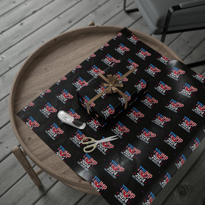 Trump 2024 Take America Back Black Birthday Gift Present Wrapping Paper MAGA
