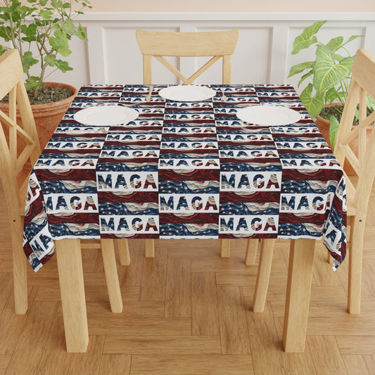 MAGA Red White and Blue Trump Celebration Fabric Tablecloth