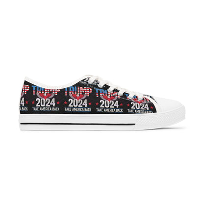 Trump 2024 Take America Black All Over Print Women's Low Top Sneakers