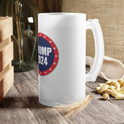 Trump 2024 America Circle logo Frosted Glass Beer Pint 16oz Mug MAGA