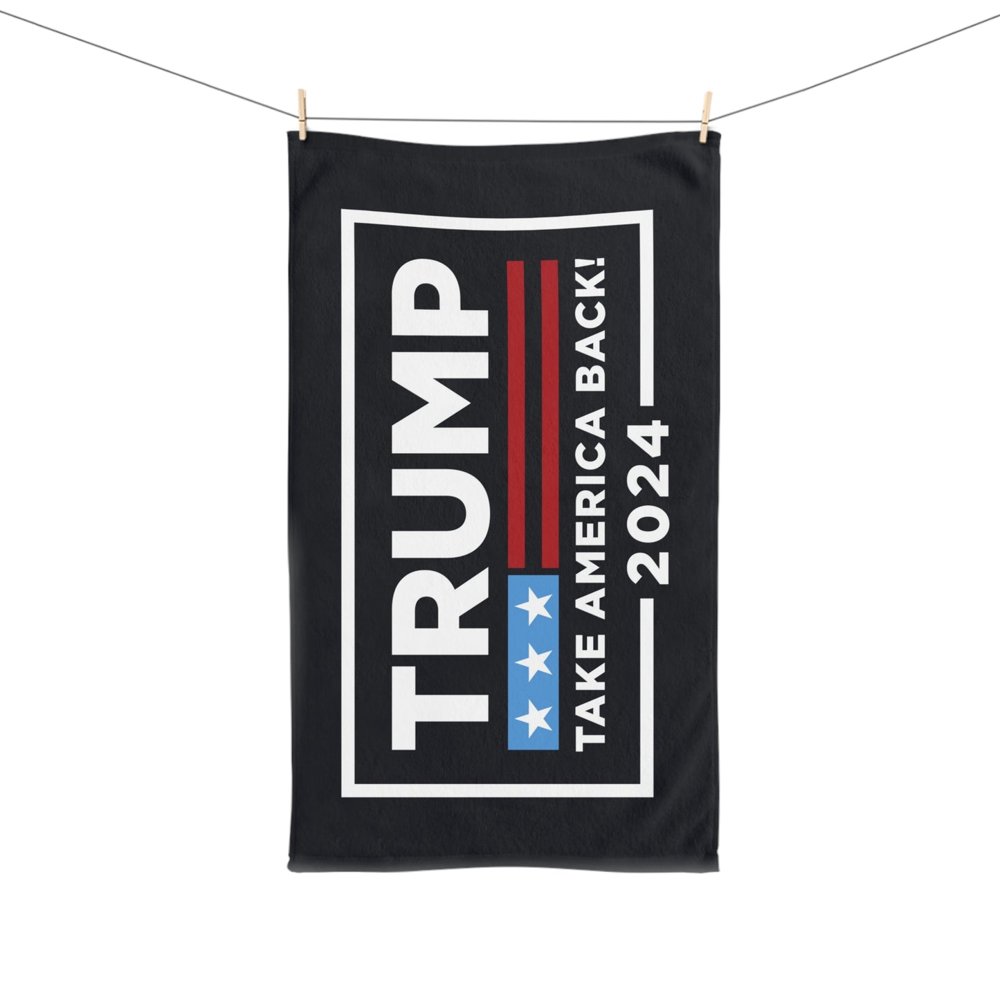 Trump 2024 Take Back America Black Kitchen Bathroom Soft Hand Towel