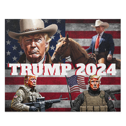 Trump 2024 Soldier Cowboy America 252 or 500 piece Puzzle