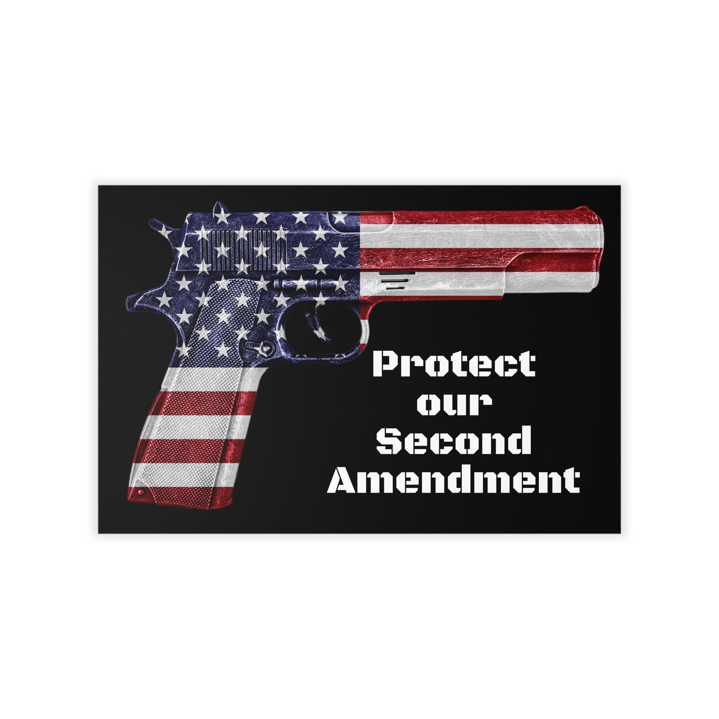 Schützen Sie unsere selbstklebenden Wandaufkleber „American Flag Pistol“, 2A, 3 Größen