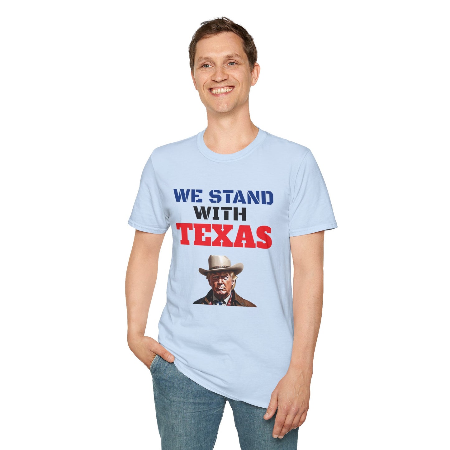 We Stand With Texas Flag Trump 2024 Unisex Softstyle T-Shirt MAGA
