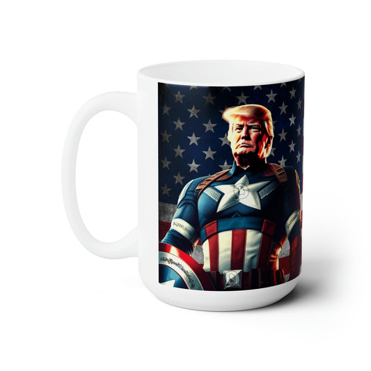Captain Trump American Flag Jumbo Ceramic Coffee Mug 15oz