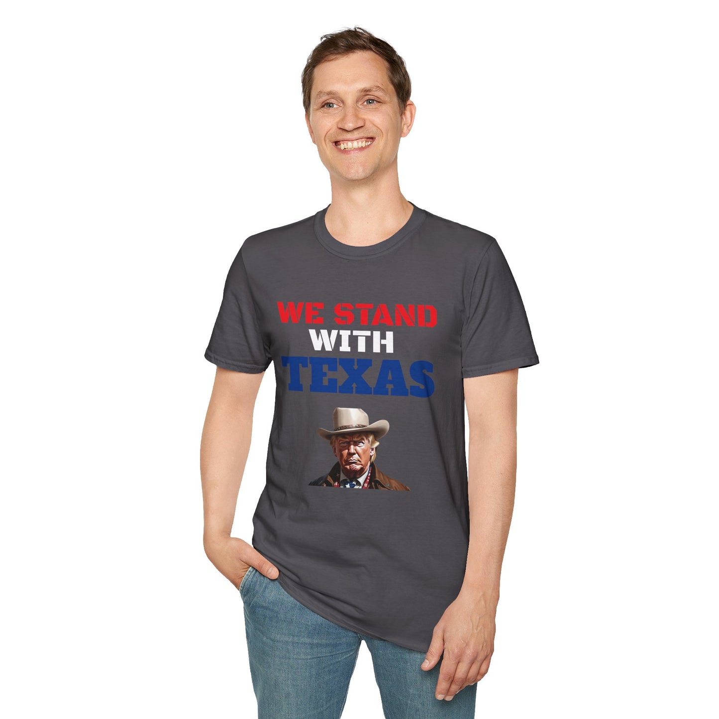 We Stand With Texas Flag Trump 2024 Unisex Softstyle T-Shirt MAGA