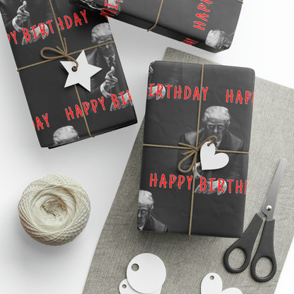Happy Birthday Trump 2024 Black MAGA Birthday Gift Present Wrapping Paper