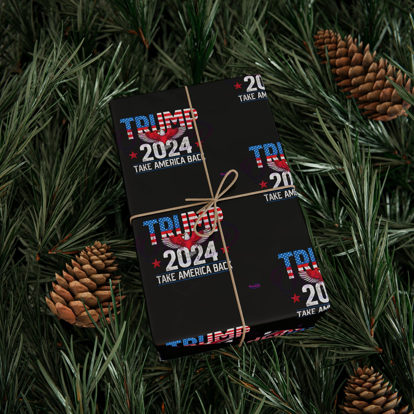Trump 2024 Take America Back Black Birthday Gift Present Wrapping Paper MAGA