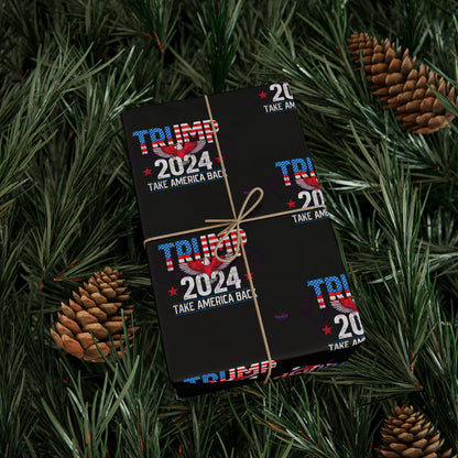 Trump 2024 Take America Back Black Birthday Gift Present Wrapping Paper MAGA