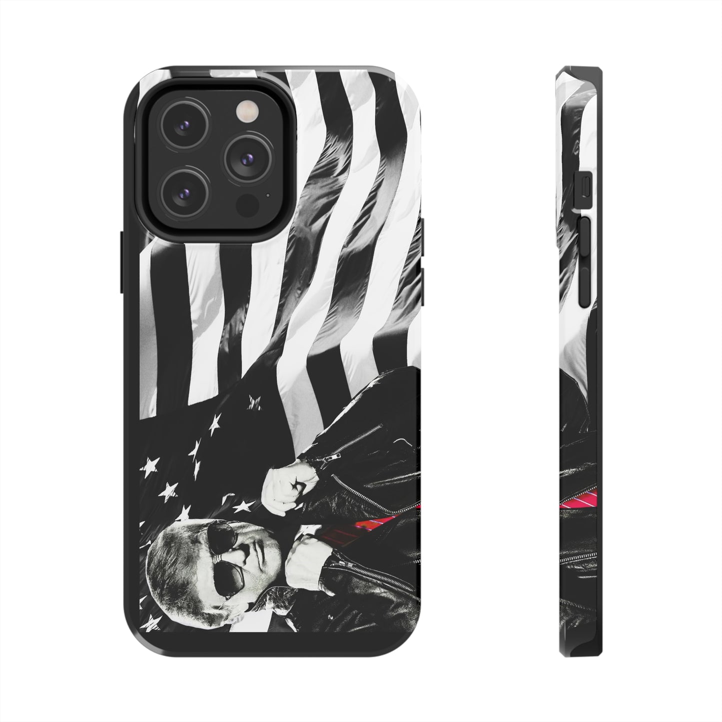 Cool Trump in Leather Jacket Black and White Apple iPhone Tough Phone Cases
