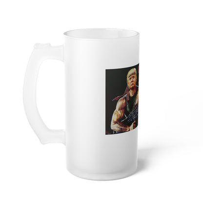 Rambo Trump Take America Back Frosted Glass Beer Pint 16oz Mug MAGA