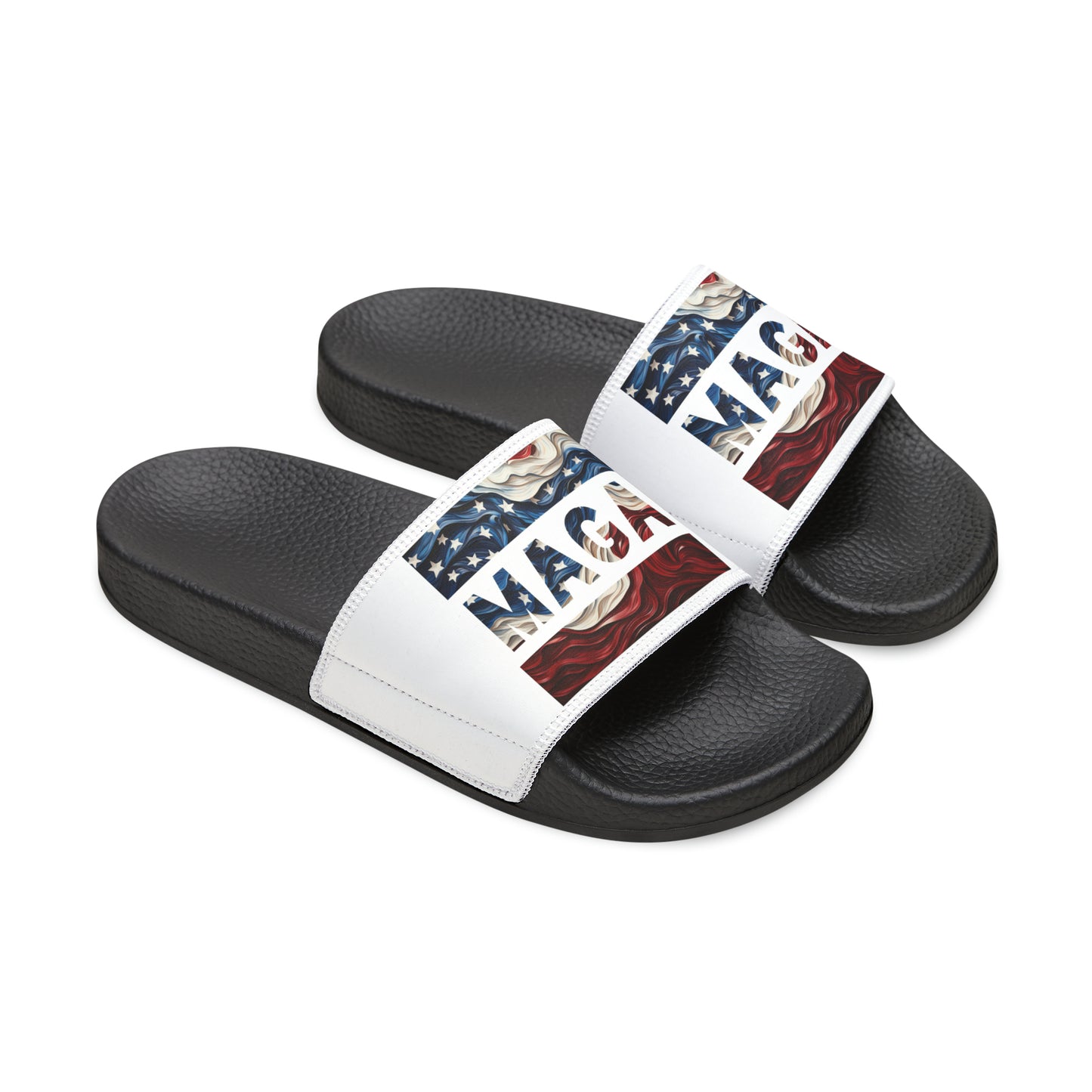 Women's Trump MAGA Red white and blue Comfy PU Slide Sandals