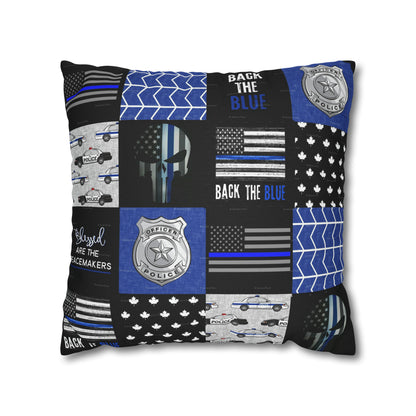 Back the Blue Police Oath and Pattern 2-sided Throw Pillow Case