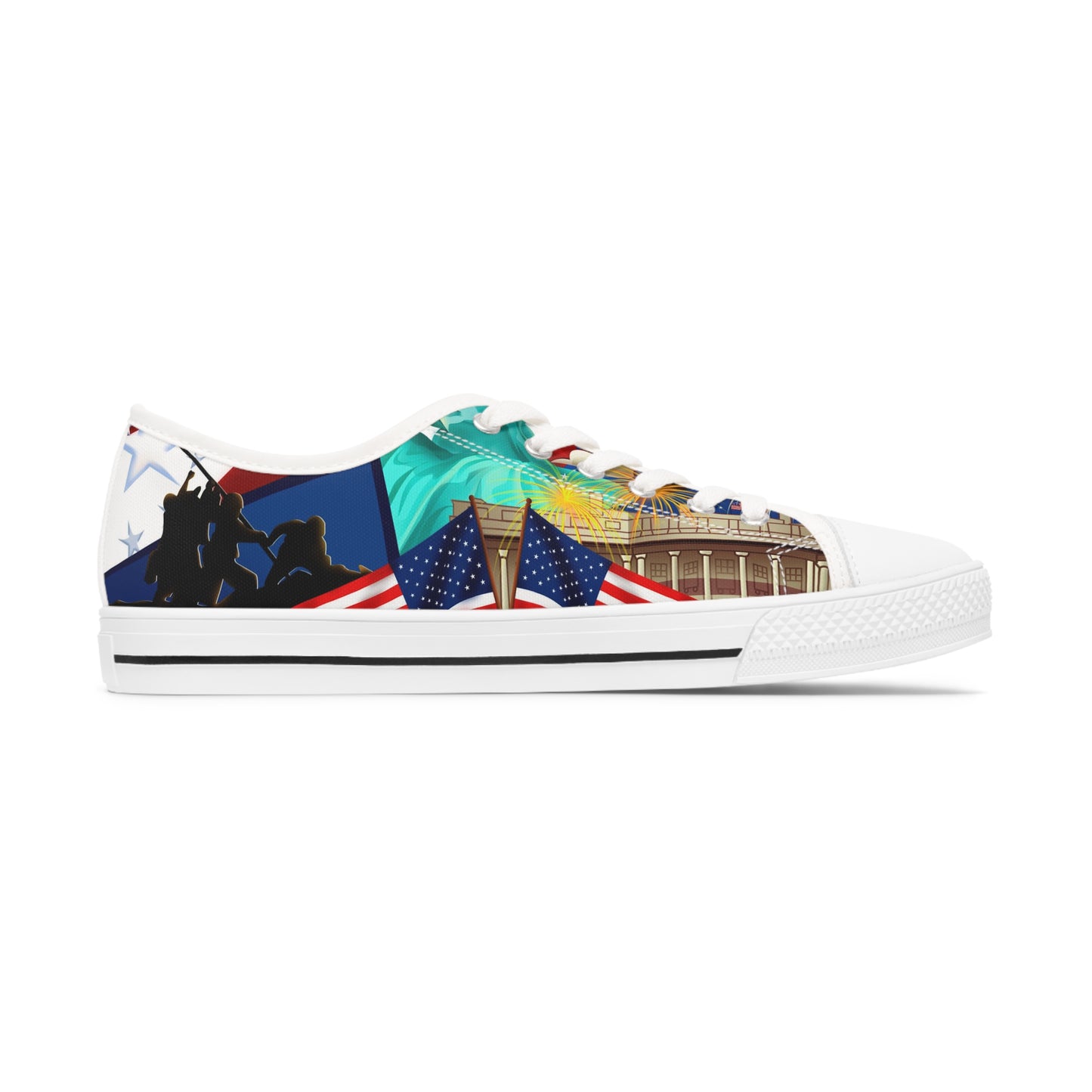 All American All-Over-Print-Damen-Low-Top-Sneakers USA 4. Juli