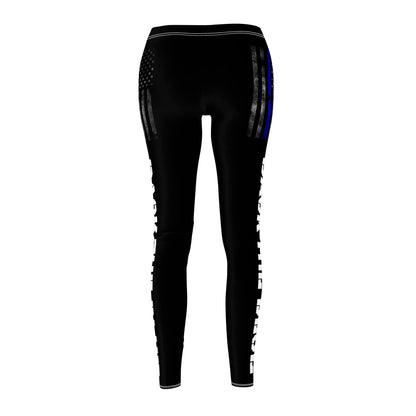 Back The Blue Police Black Women's Casual Leggings Trump MAGA