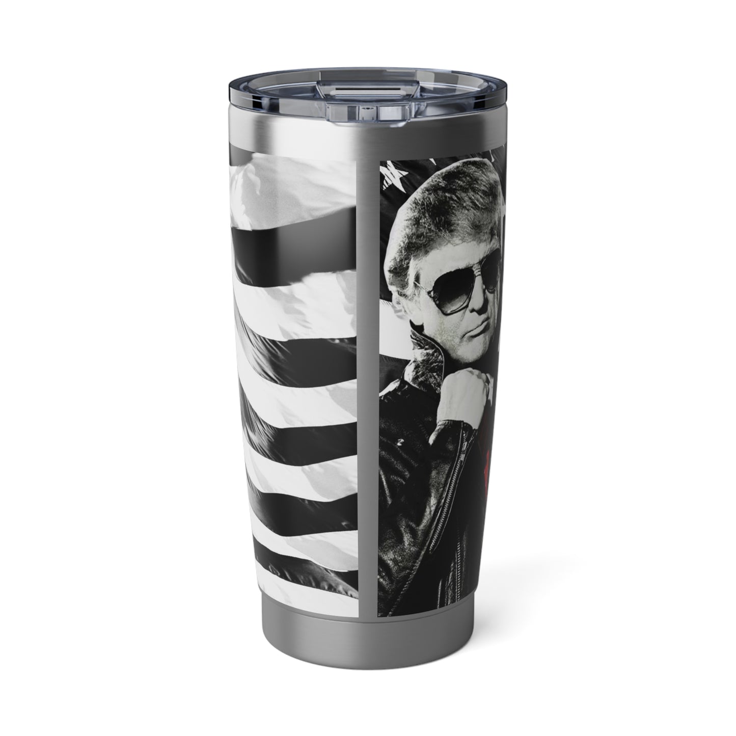 Cool Trump in Leather Jacket Black and white Stainless Steel Vagabond 20oz Tumbler