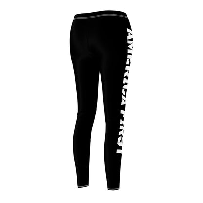 America First Black and white Women's Casual Leggings Trump MAGA