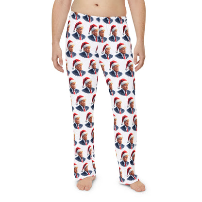 Trump in Santa Hat Style MAGA Christmas Men's Polyester Lounge Comfy Pajama Pants