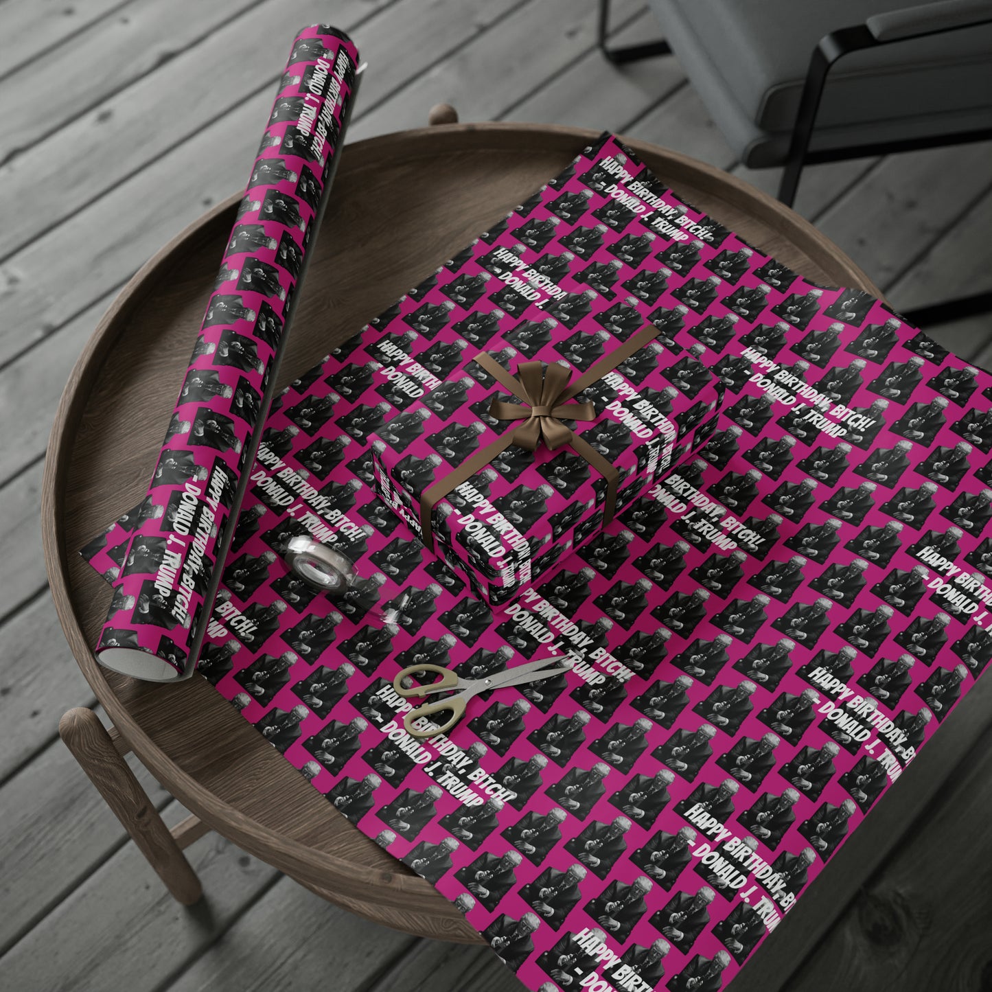 Happy Birthday Bitch! -Donald J. Trump Birthday Gift Wrapping Paper - Pink