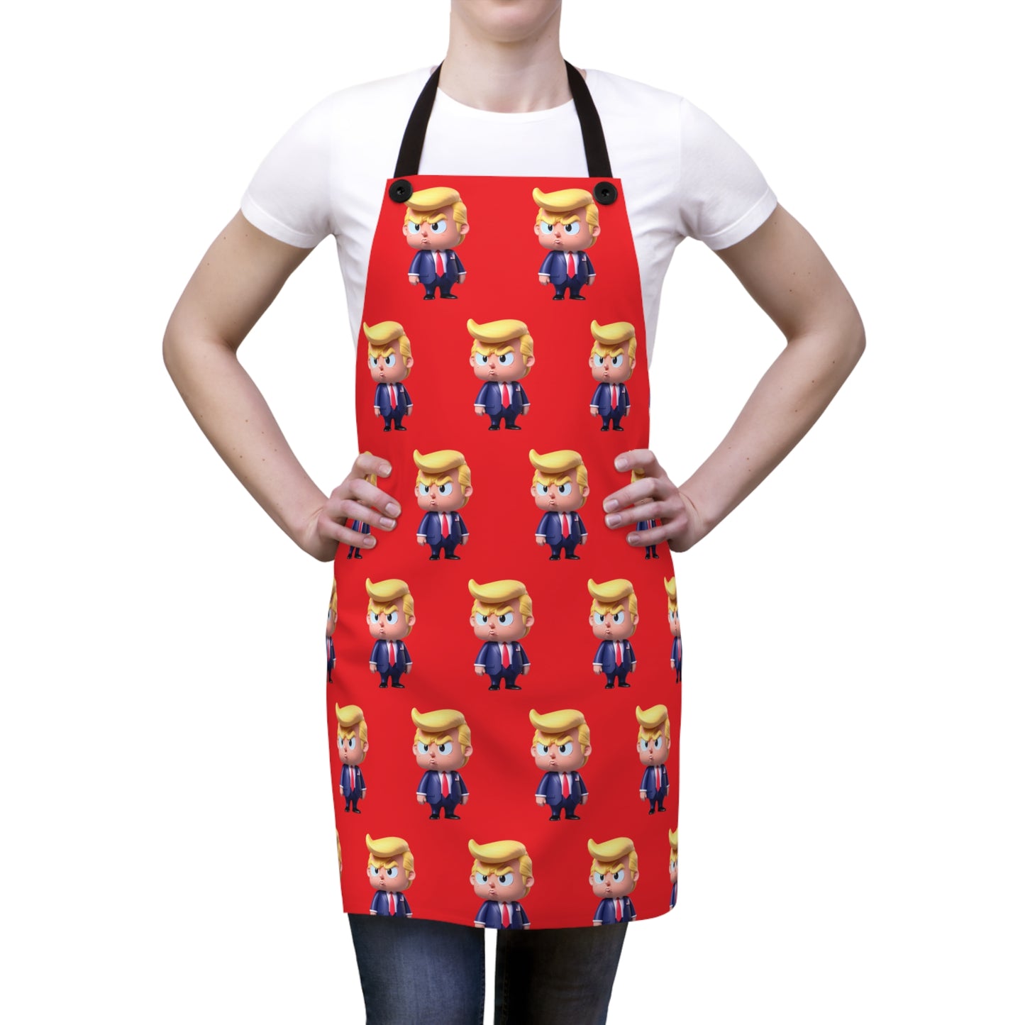 Little Trump Cartoon MAGA Poly Twill Kitchen BBQ Apron gift present