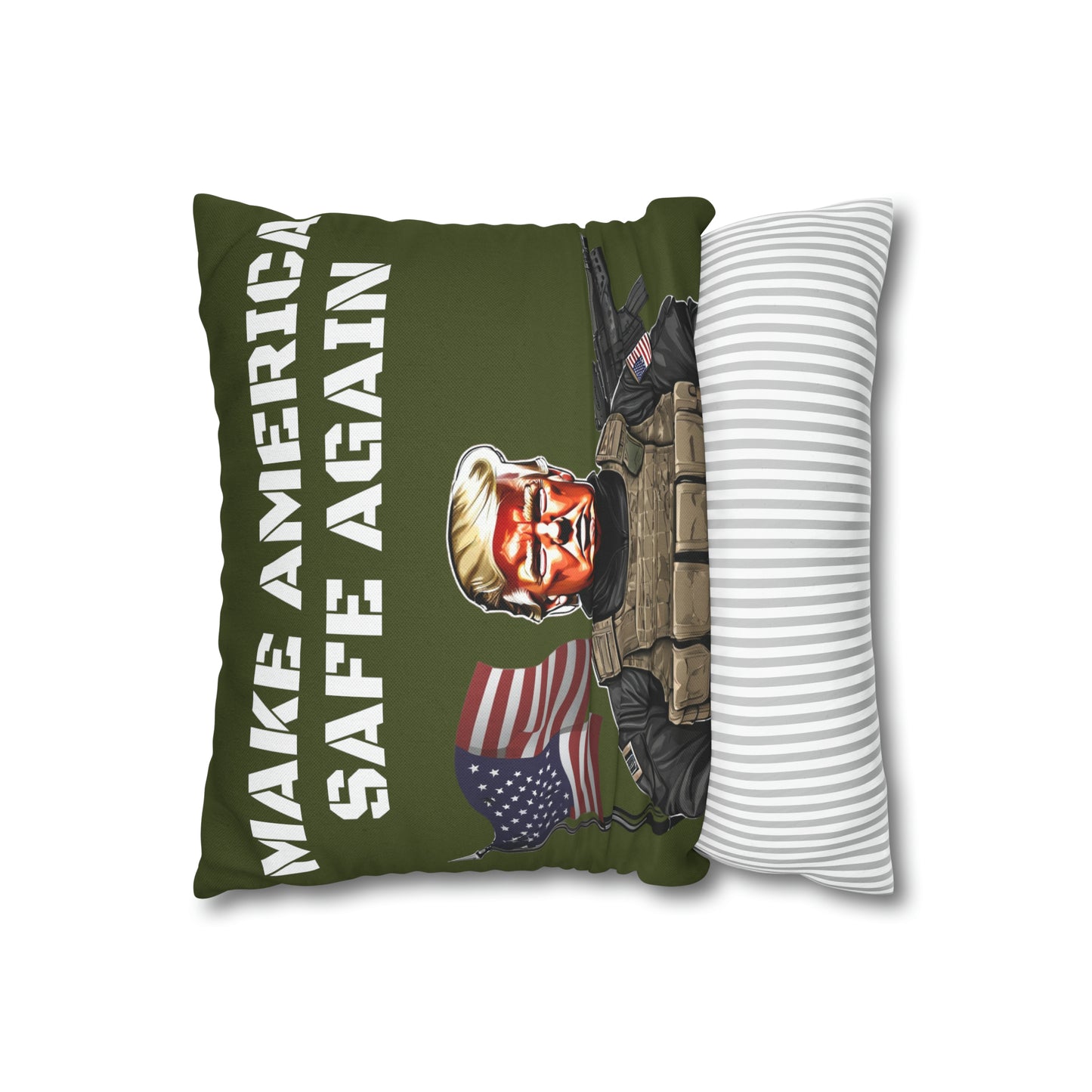 Make America Safe Again Soldier Trump 2 sided Throw Pillow Case